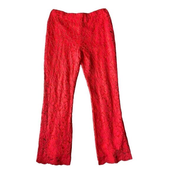 Free People Red Wild Laces Pull-On Crop Flare Pants - Picture 5 of 10